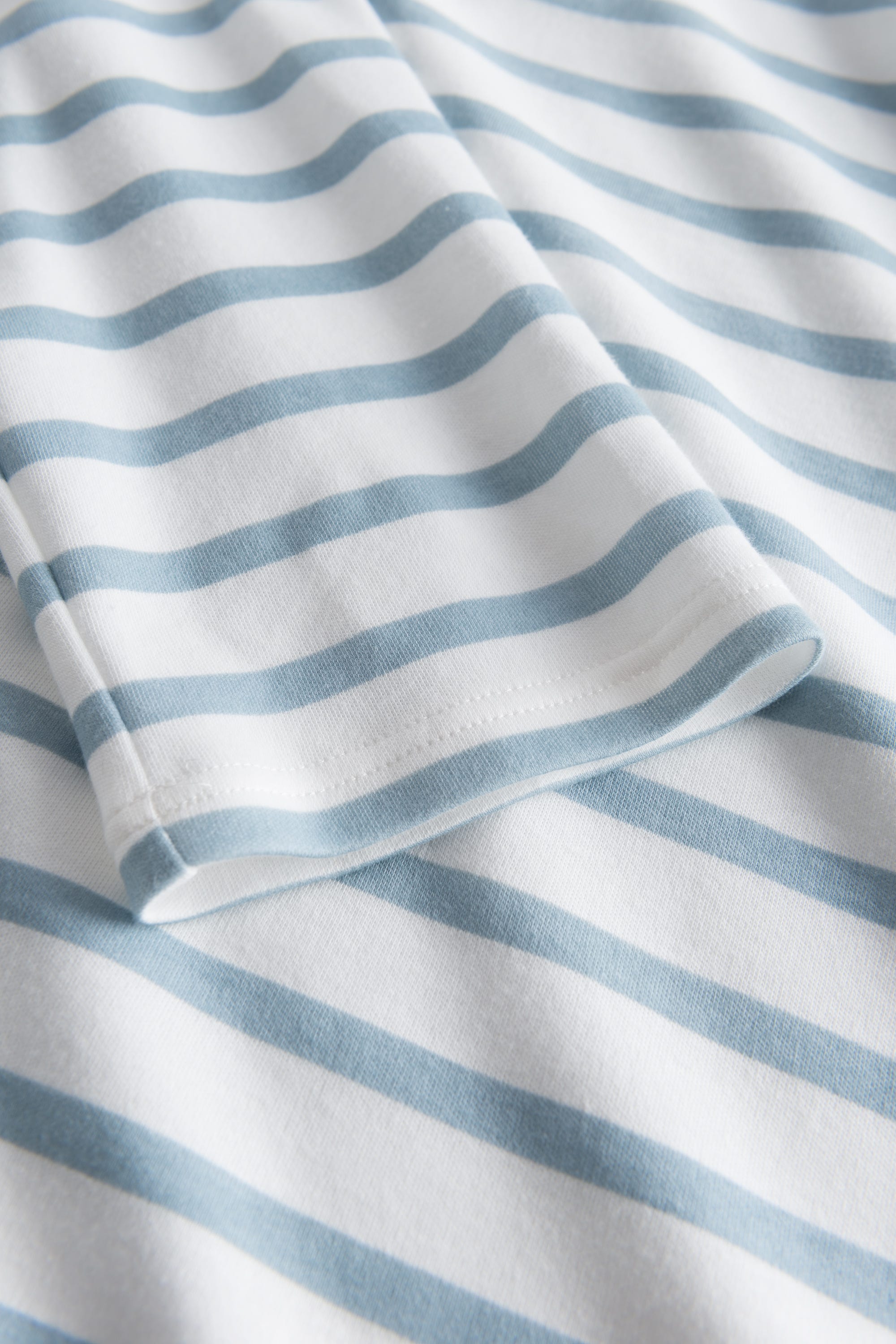 Detailbild 2 von Nachthemd im Ringel-Mustermix angerauht Hellblau 100% Baumwolle