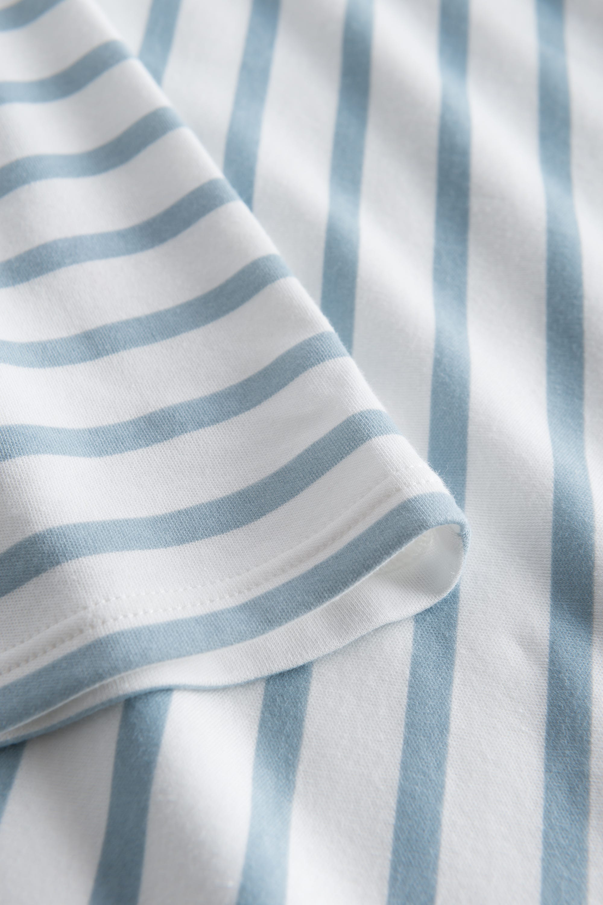 Detailbild 3 von Nachthemd im Ringel-Mustermix angerauht Hellblau 100% Baumwolle
