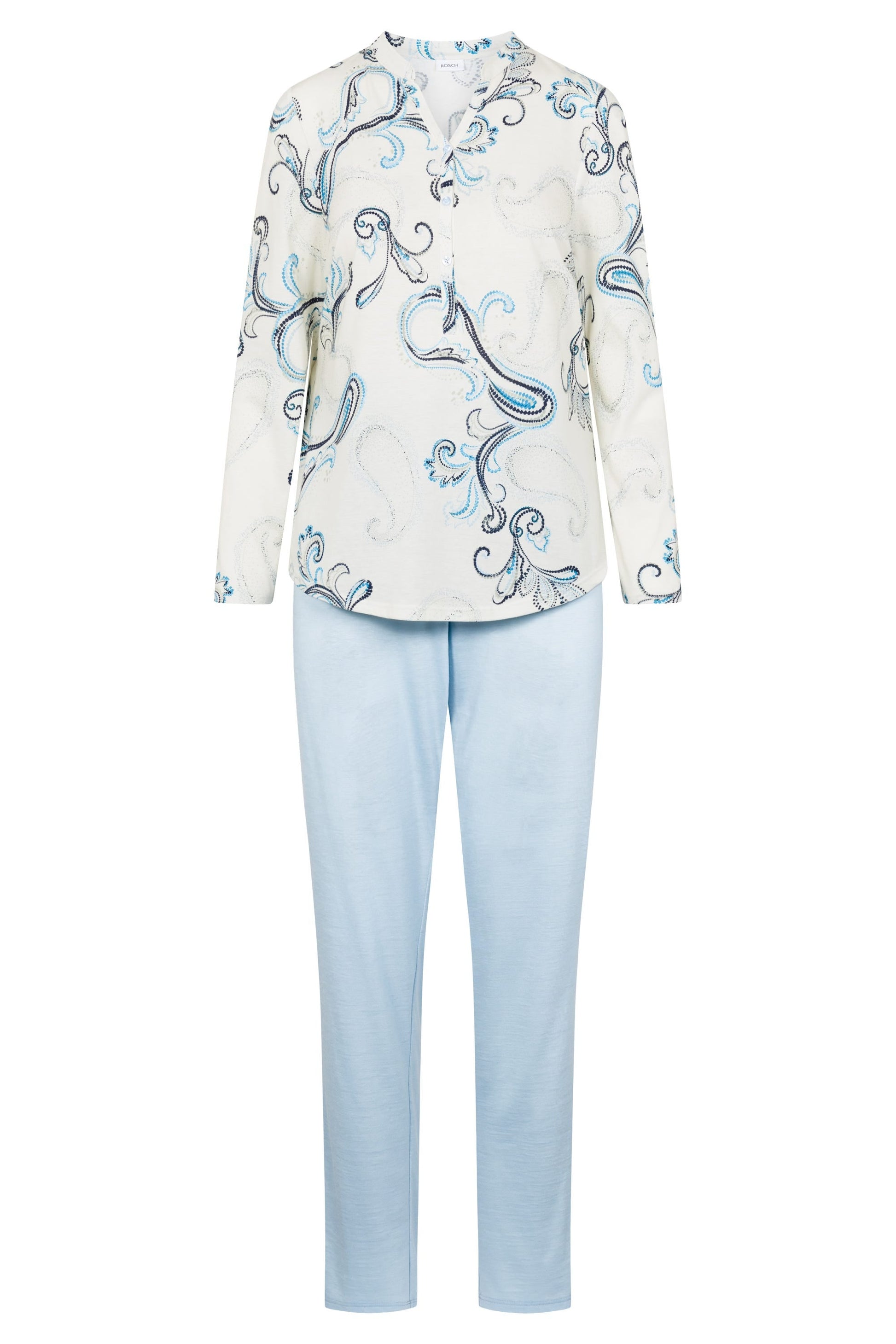 Hollowbild von Pyjama mit Paisleydruck Hellblau Baumwolle/Modal