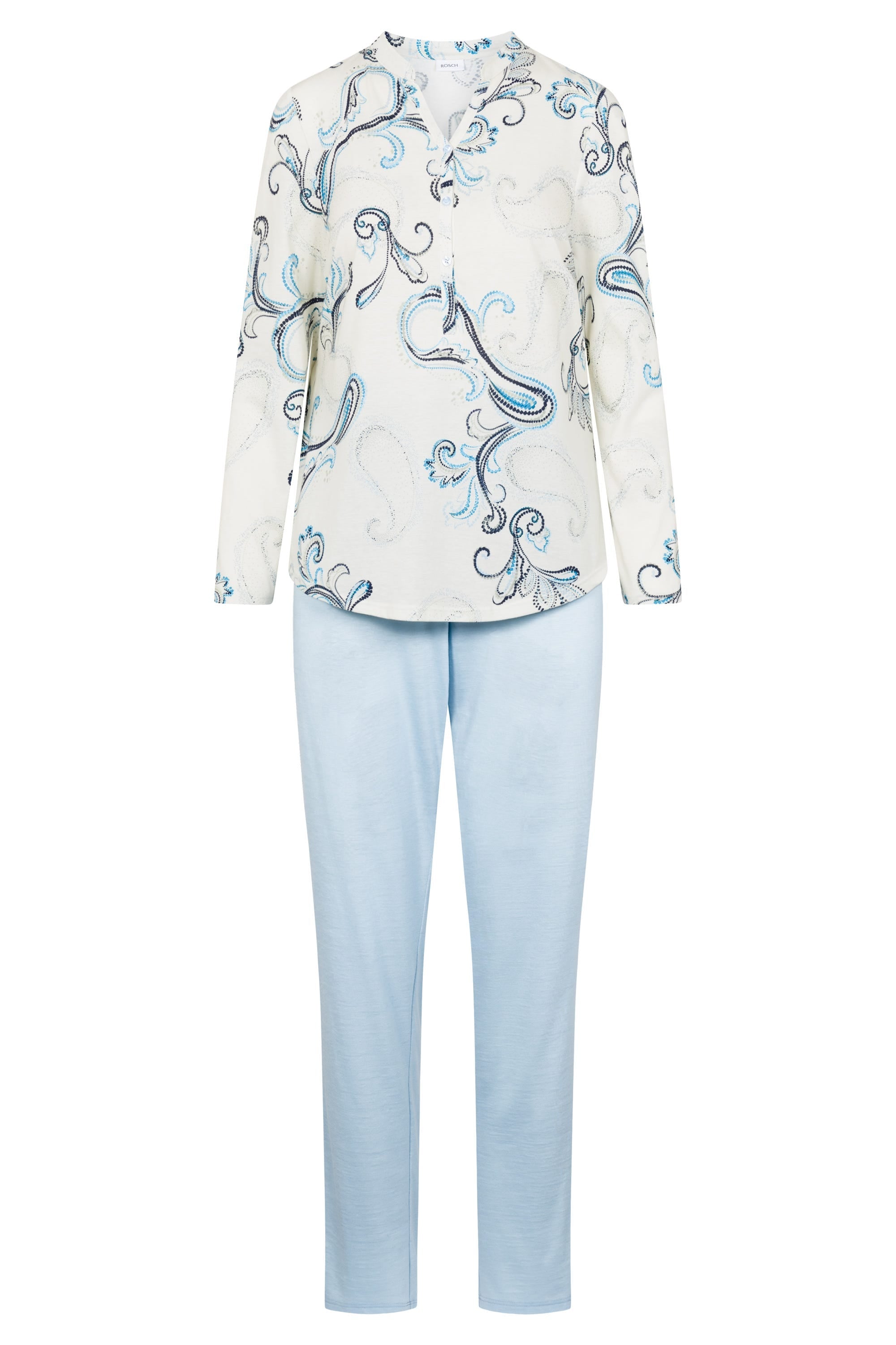 Hollowbild von Pyjama mit Paisleydruck Hellblau Baumwolle/Modal