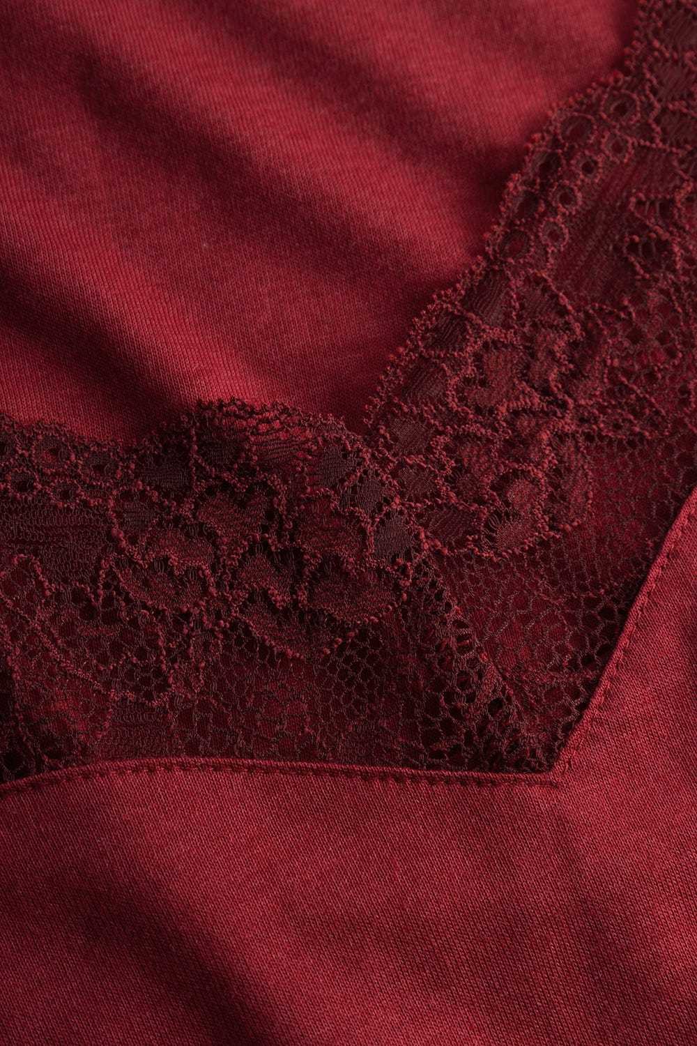 Detailbild 1 von Kurzer Pyjama mit Spitze Rot Baumwolle/Modal