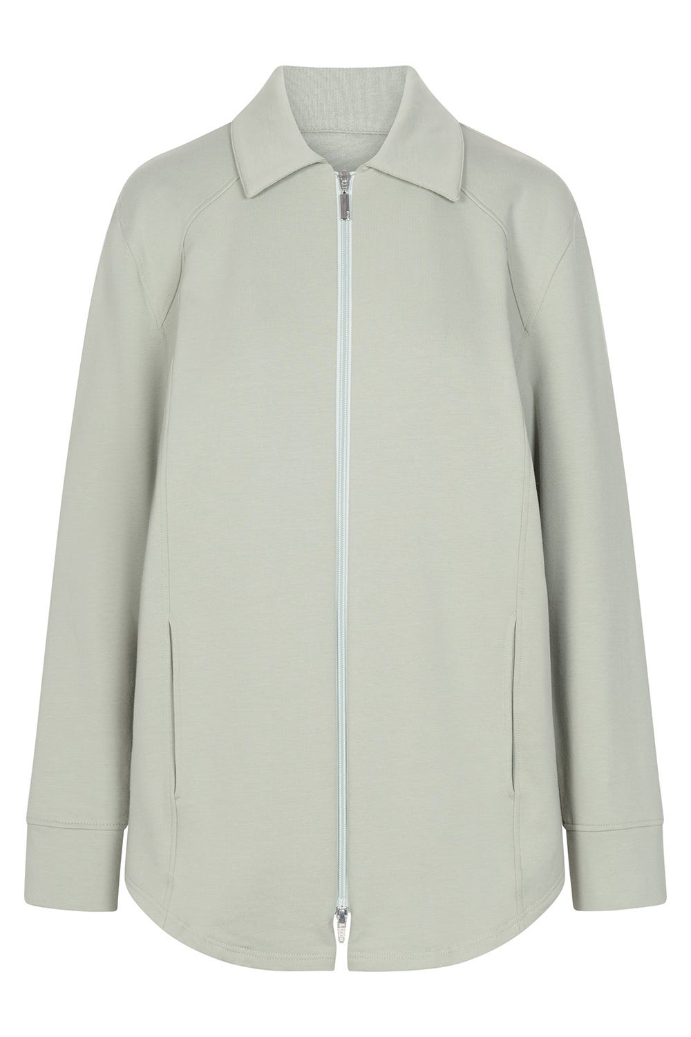 Hollowbild von Jacke mit Kragen und Taschen Grün Bio-Baumwolle/Elasthan