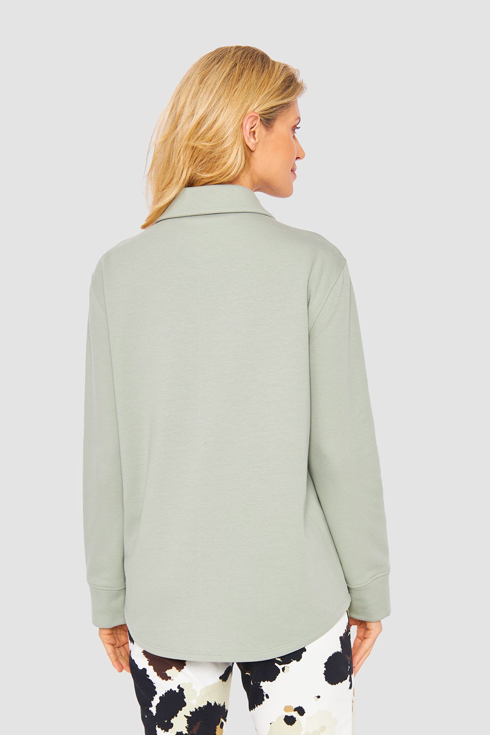 Rückansicht von Jacke mit Kragen und Taschen Grün Bio-Baumwolle/Elasthan