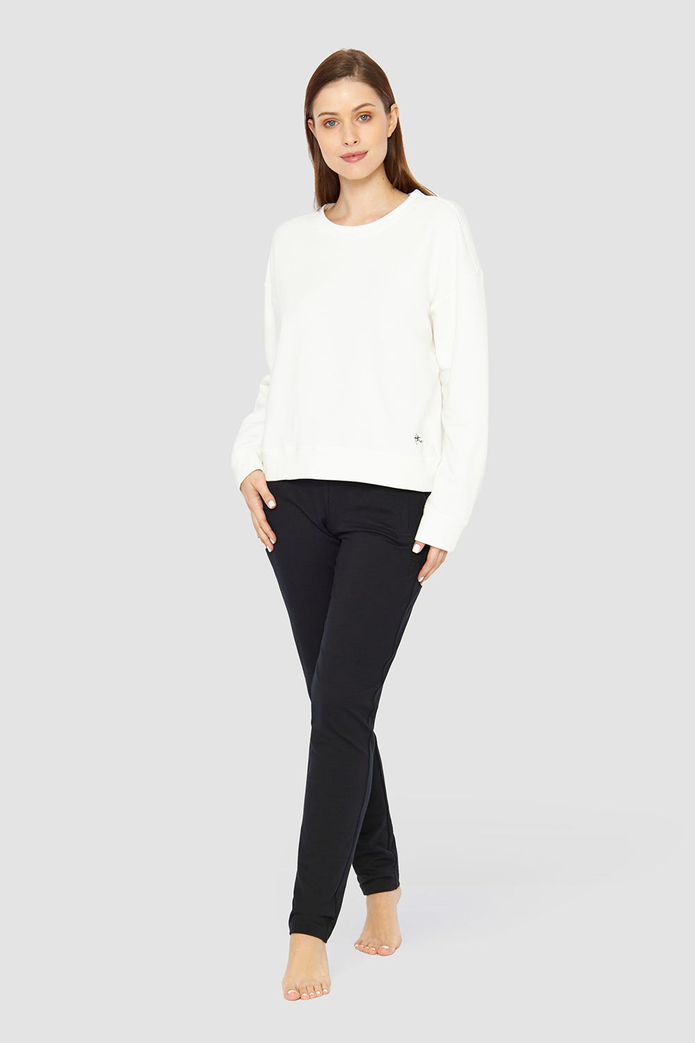 Detailbild 1 von Sweatshirt mit Stickerei Ecru Baumwolle/Elasthan