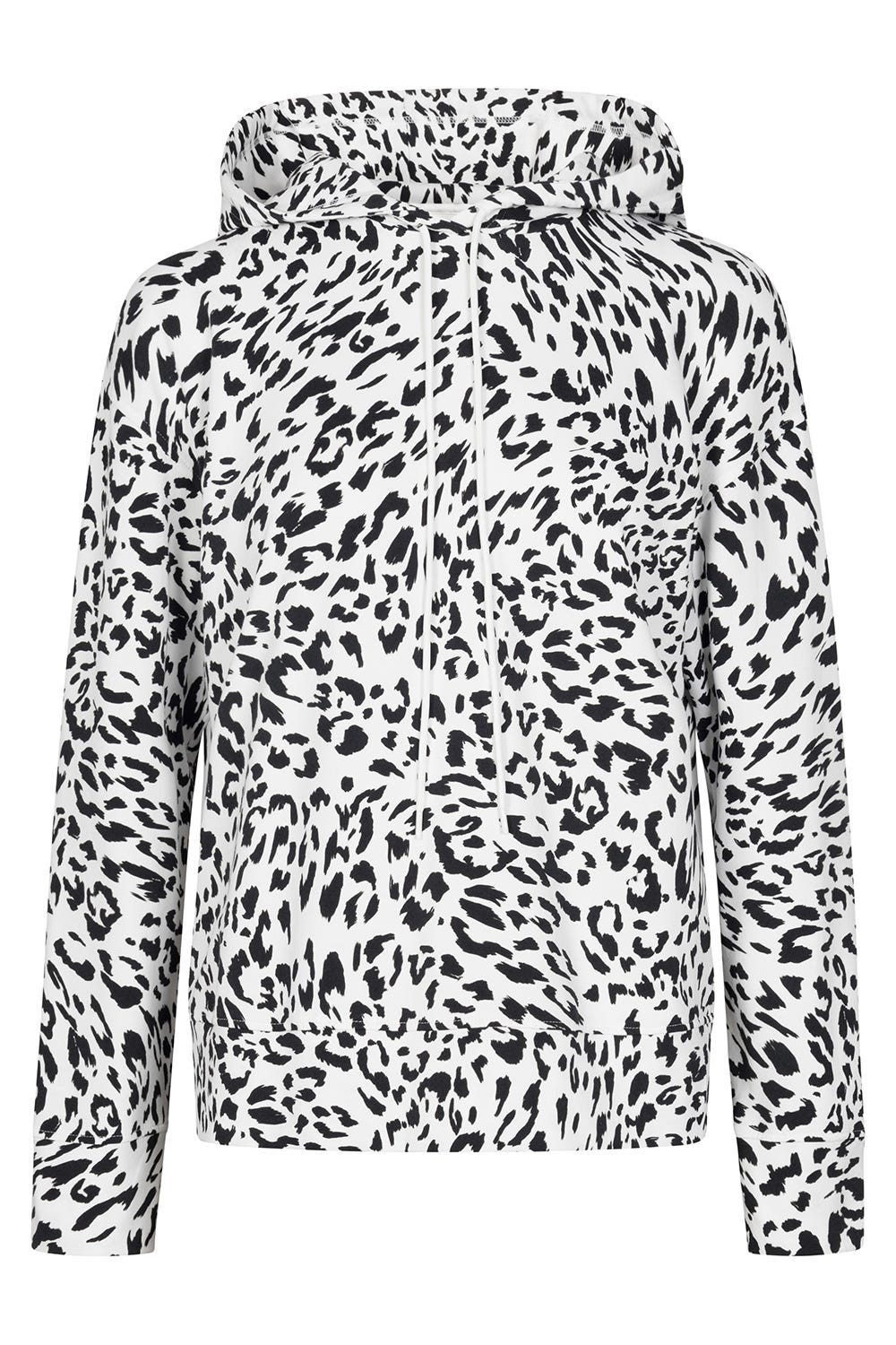 Hollowbild von Pullover im Leo-Muster Kapuze Baumwolle/Elasthan