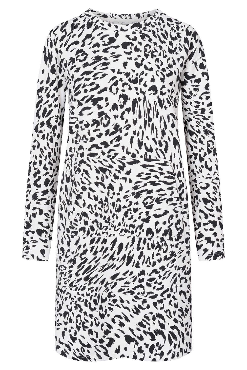 Hollowbild von Sweatkleid im Leo-Muster Baumwolle/Elasthan