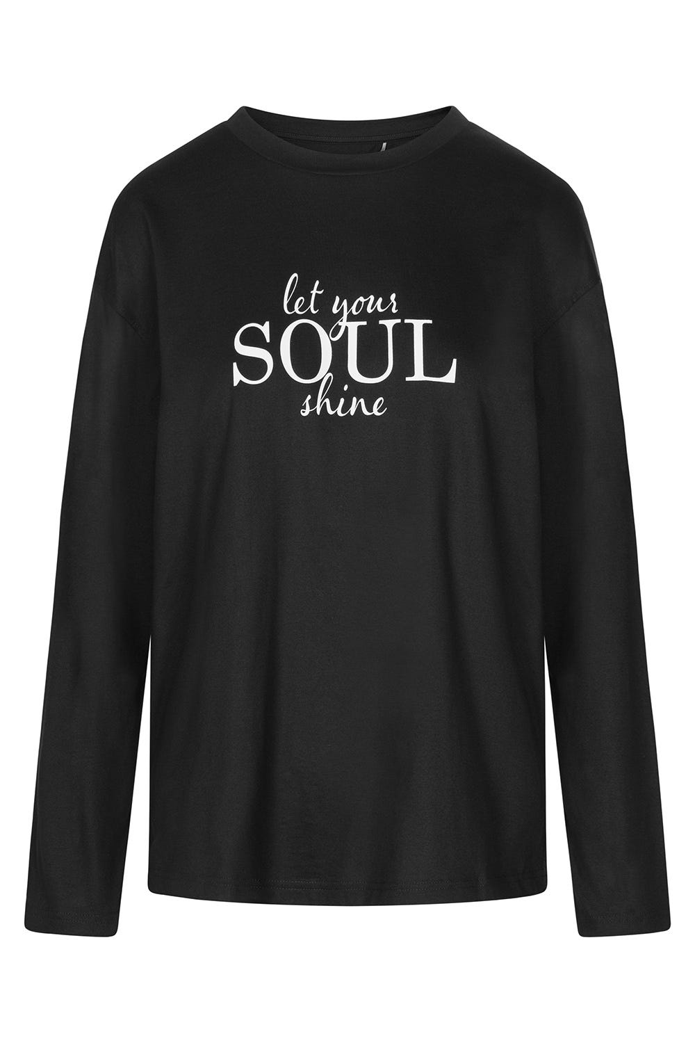 Hollowbild von Shirt mit Schriftzug "let your soul shine" 100% Baumwolle