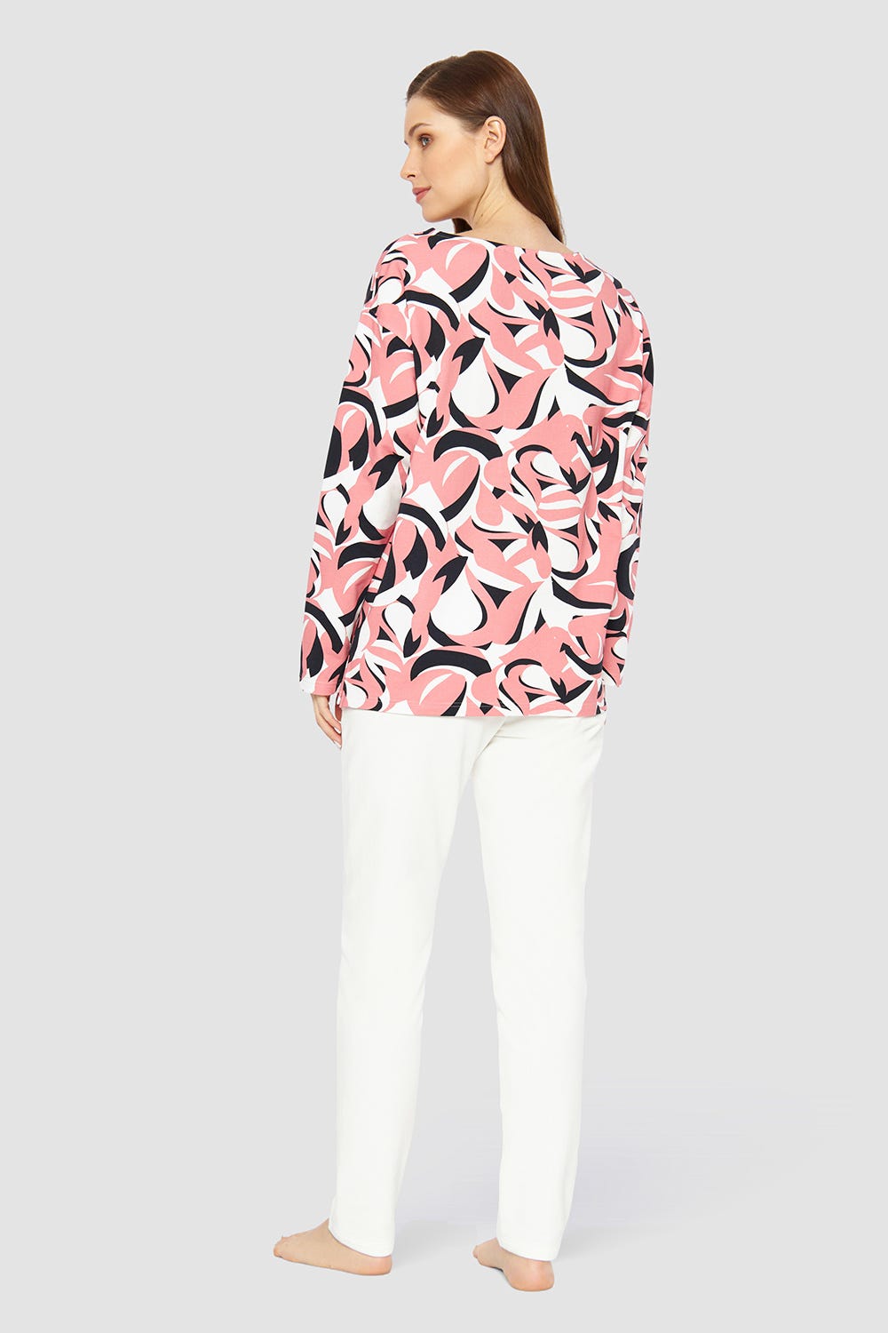 Rückansicht von Sweatshirt mit U-Boot-Ausschnitt Baumwolle/Elasthan