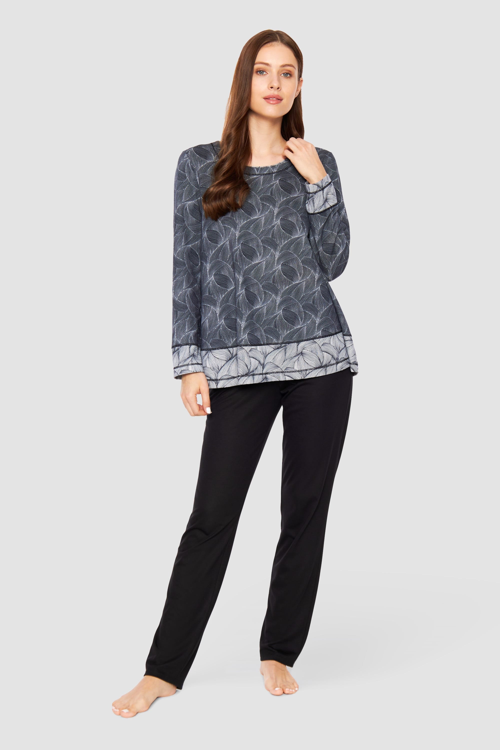 Detailbild 1 von Oberteil im schwarz-weißen Mix A-Linie Baumwolle/Modal Große Größen bis 54