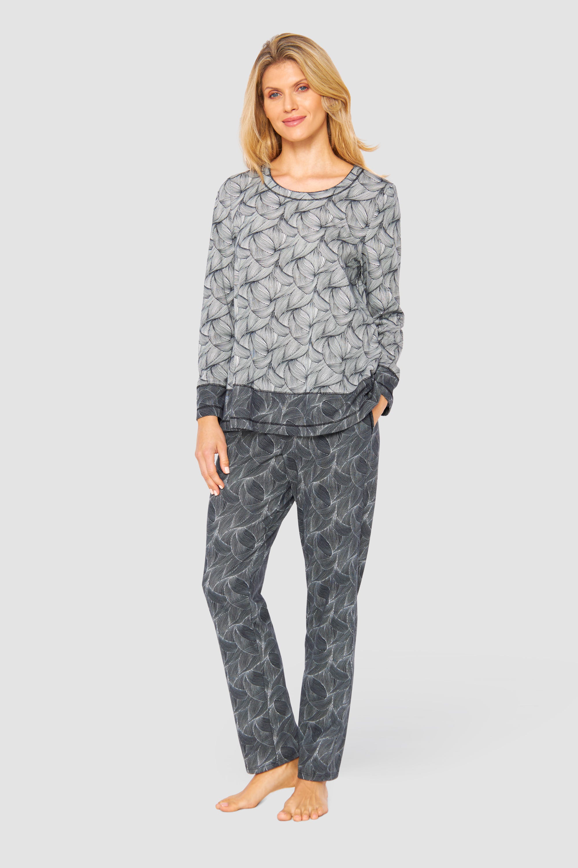 Detailbild 1 von Hose im schwarz-weißen Druck Baumwolle/Modal Große Größen bis 54