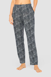 Frontalbild von Hose im schwarz-weißen Druck Baumwolle/Modal Große Größen bis 54