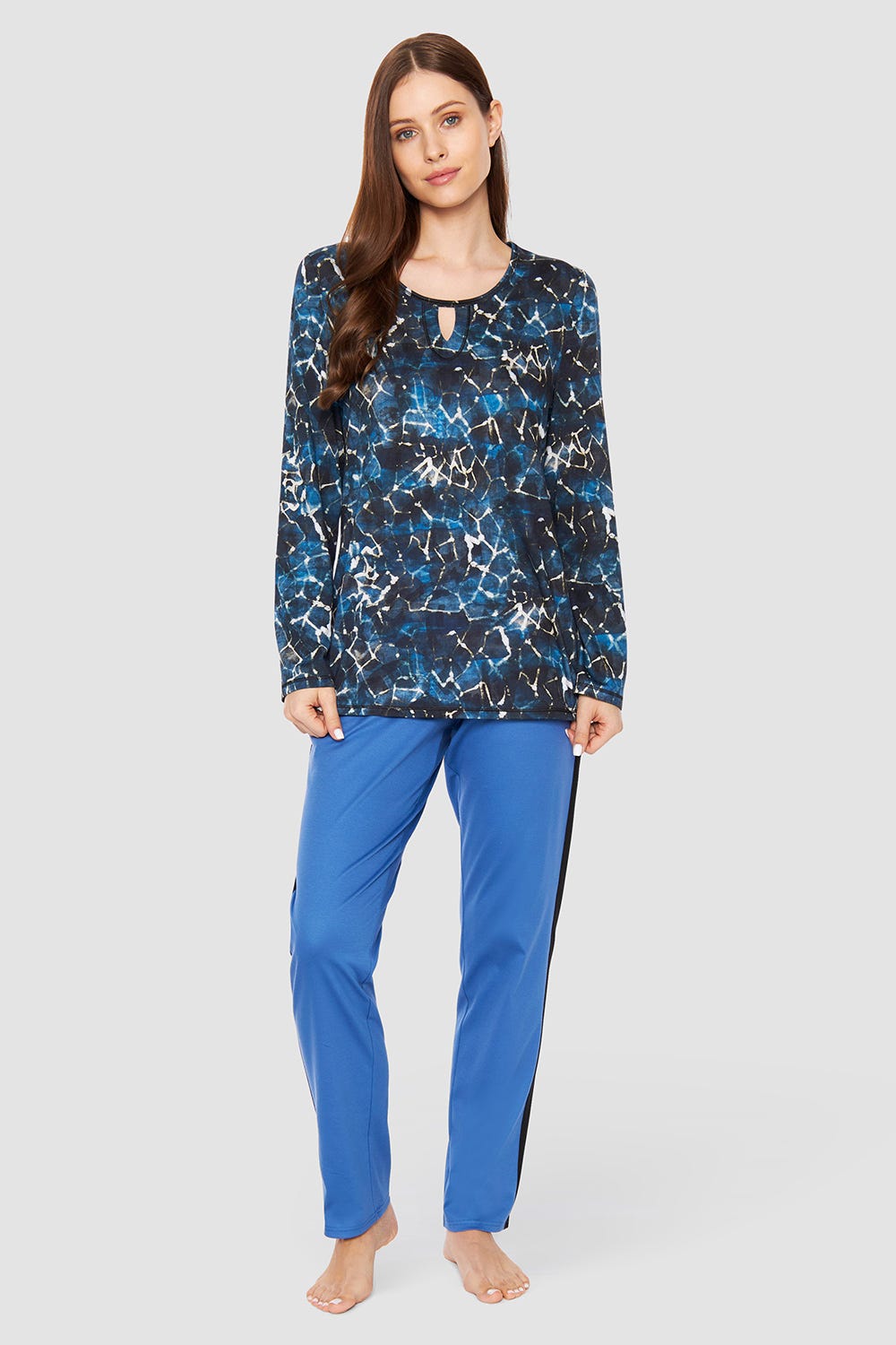 Detailbild 1 von Shirt im blauen grafischen Druck Baumwolle/Modal Große Größen bis 54