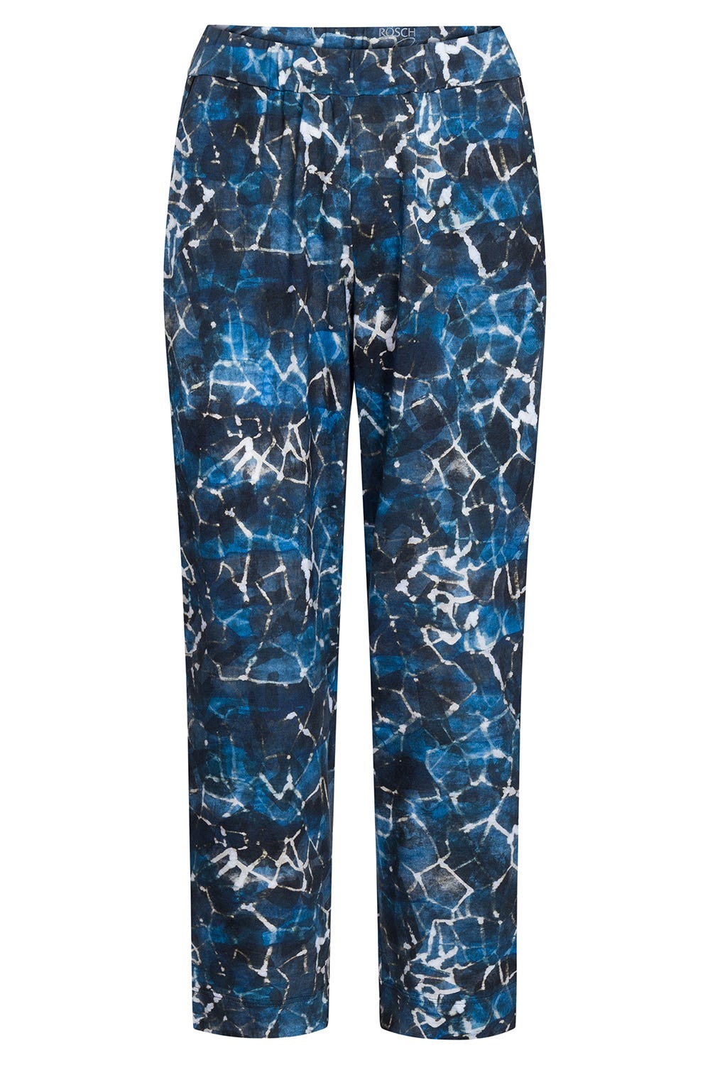 Hollowbild von 7/8-Hose im blauen grafischen Druck Ziernähte Baumwolle/Modal Große Größen bis 54