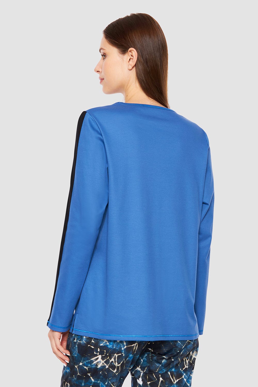 Rückansicht von Shirt mit Kontraststreifen Ziernähte Baumwolle/Modal Große Größen bis 54