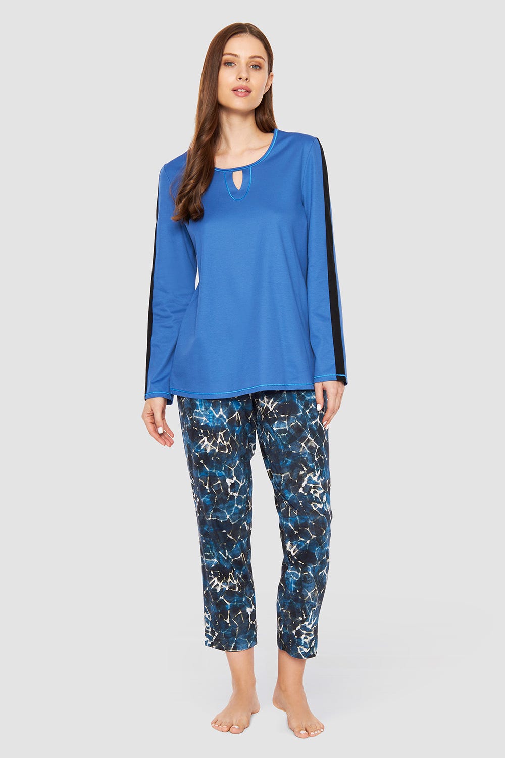 Detailbild 1 von Shirt mit Kontraststreifen Ziernähte Baumwolle/Modal Große Größen bis 54