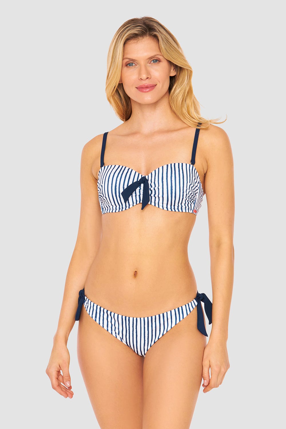 Detailbild 1 von Bandeau Bikini Oberteil im Streifen-Druck Schleife Ripp recyceltes Polyester/Elasthan