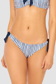 Frontalbild von Bikini Hose im Streifen-Druck Bänder Ripp recyceltes Polyester/Elasthan