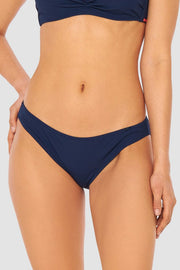 Frontalbild von Klassische Bikini Hose Dunkelblau modern Ripp recyceltes Polyester/Elasthan