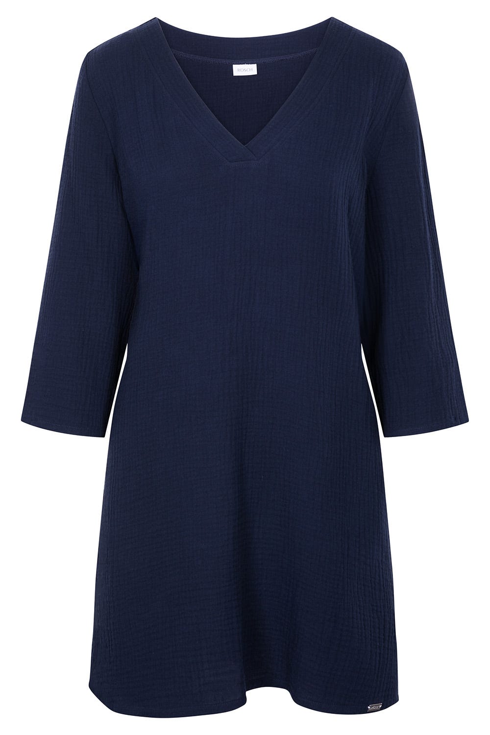 Hollowbild von Strandkleid aus Musselin Dunkelblau Sommer 3/4-Arm 100% Baumwolle