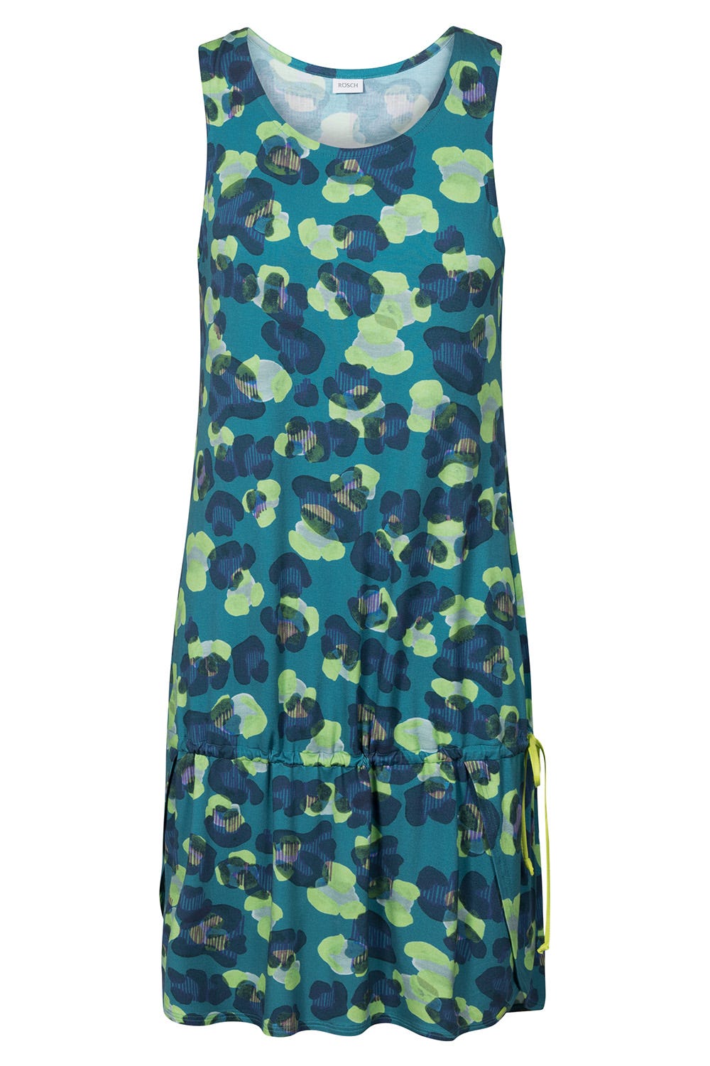 Hollowbild von Strandkleid im grünen Leo-Design Tunnelzug Viskose/Elasthan