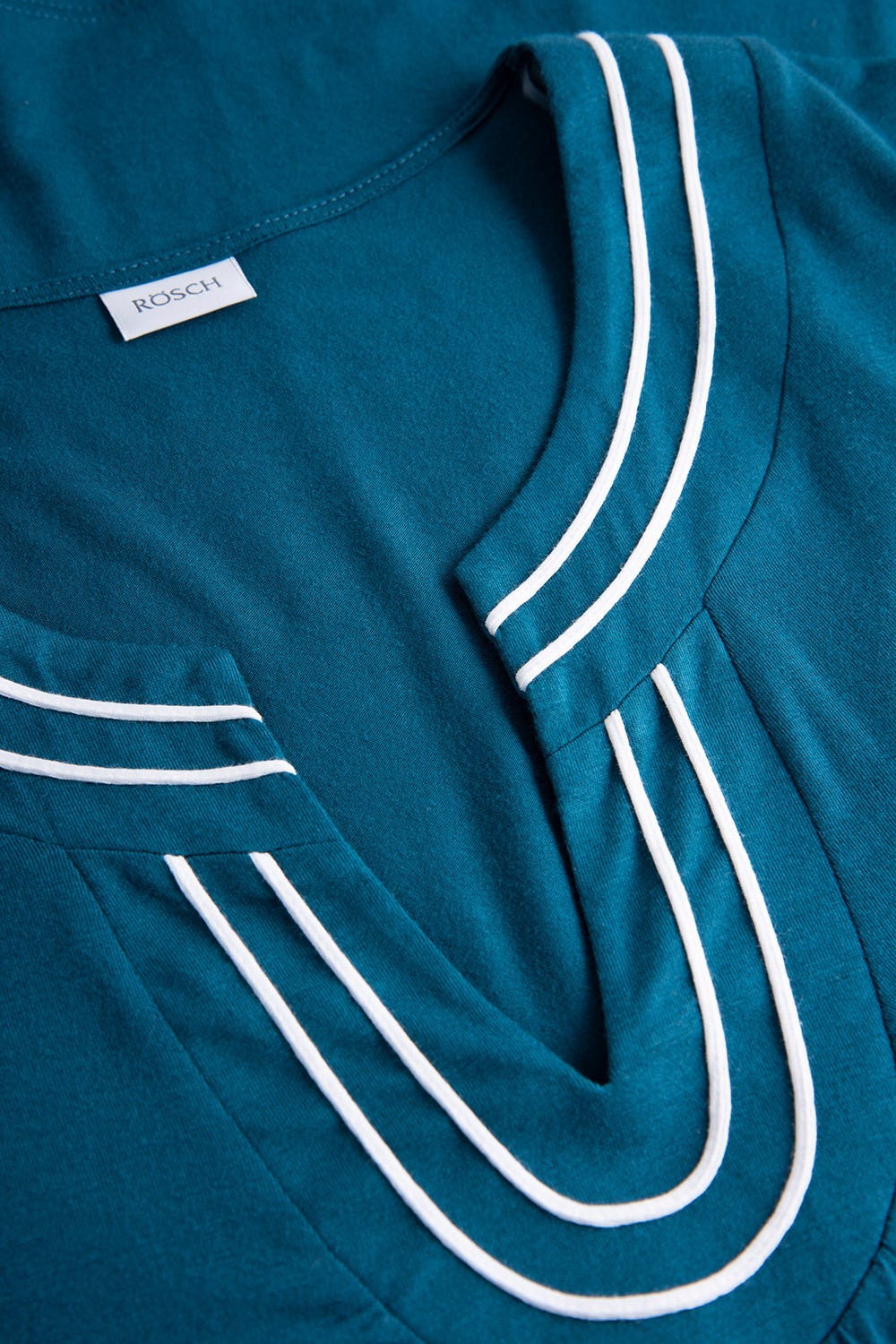 Detailbild 1 von Strandkleid mit Paspeln am Ausschnitt Petrol 3/4-Arm Viskose/Elasthan