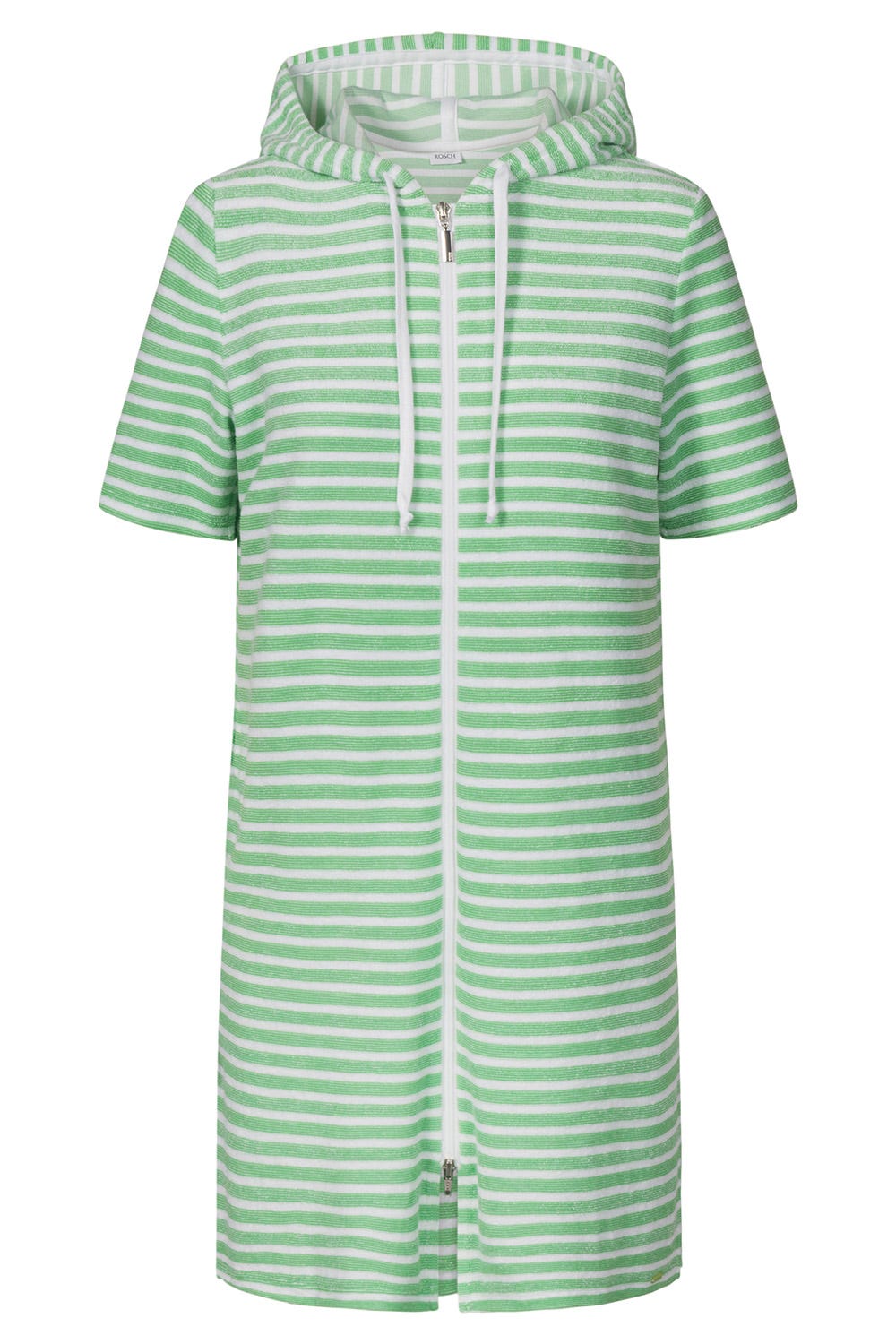 Hollowbild von Frottee-Mantel im grünen Ringel Reißverschluss Baumwolle/Polyester