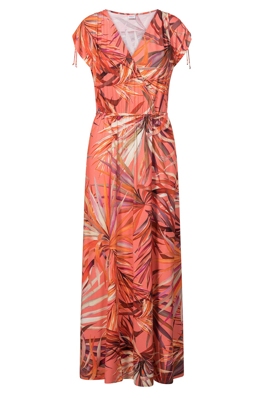 Hollowbild von Strandkleid im Blätter-Druck Wickeloptik Maxi Viskose/Elasthan