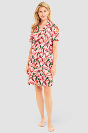 Frontalbild von Nachthemd im Flamingo-Druck Baumwolle/Elasthan