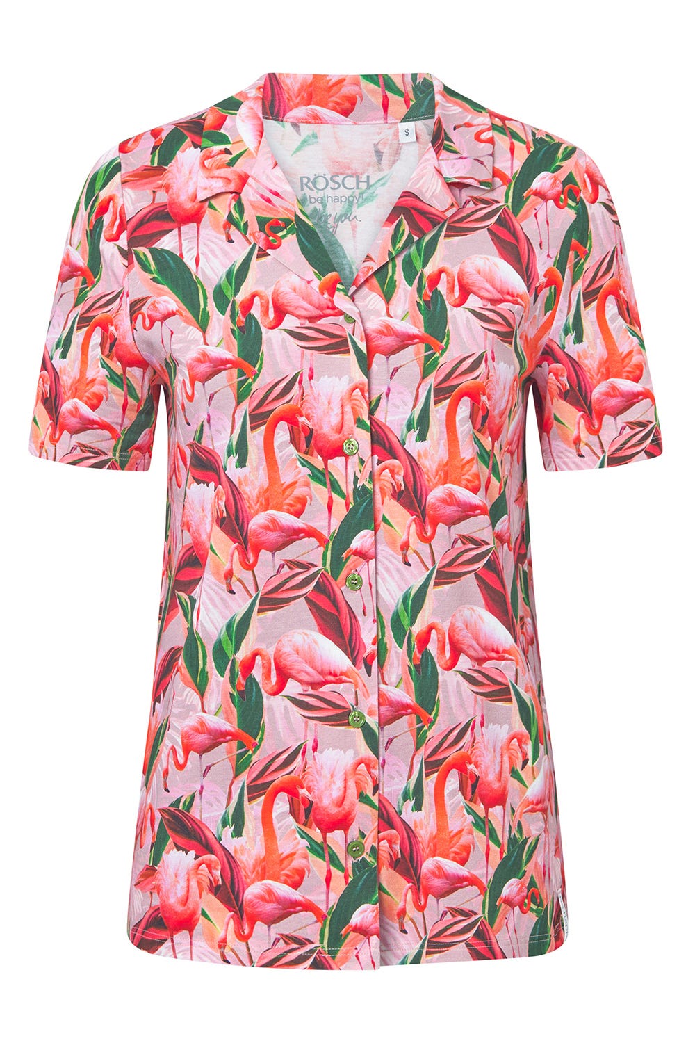 Hollowbild von Pyjamashirt im Flamingo-Druck Baumwolle/Elasthan