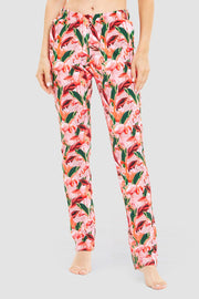 Frontalbild von Pyjamahose im Flamingo-Druck Baumwolle/Elasthan