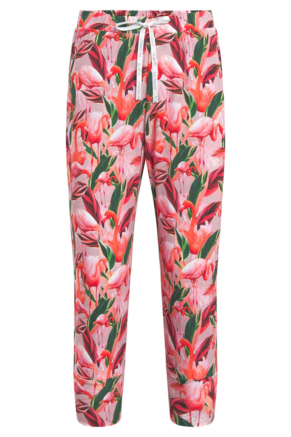 Hollowbild von 3/4-Hose im Flamingo-Druck Baumwolle/Elasthan