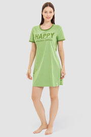 Frontalbild von Nachtkleid mit Statement-Print Grün Baumwolle/Elasthan