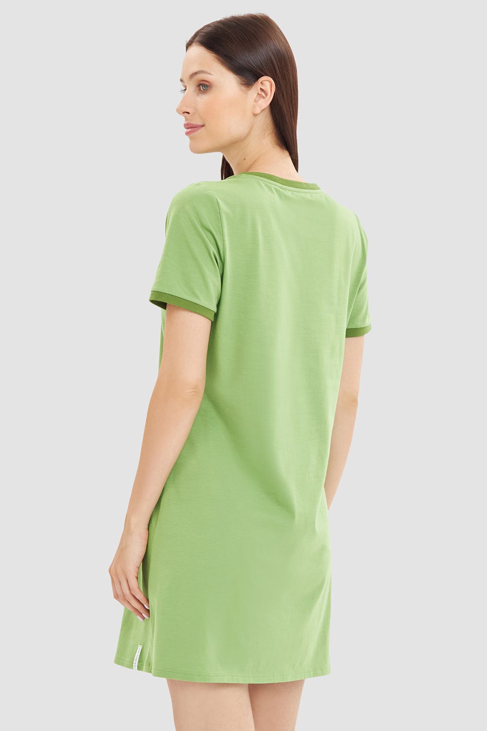 Rückansicht von Nachtkleid mit Statement-Print Grün Baumwolle/Elasthan