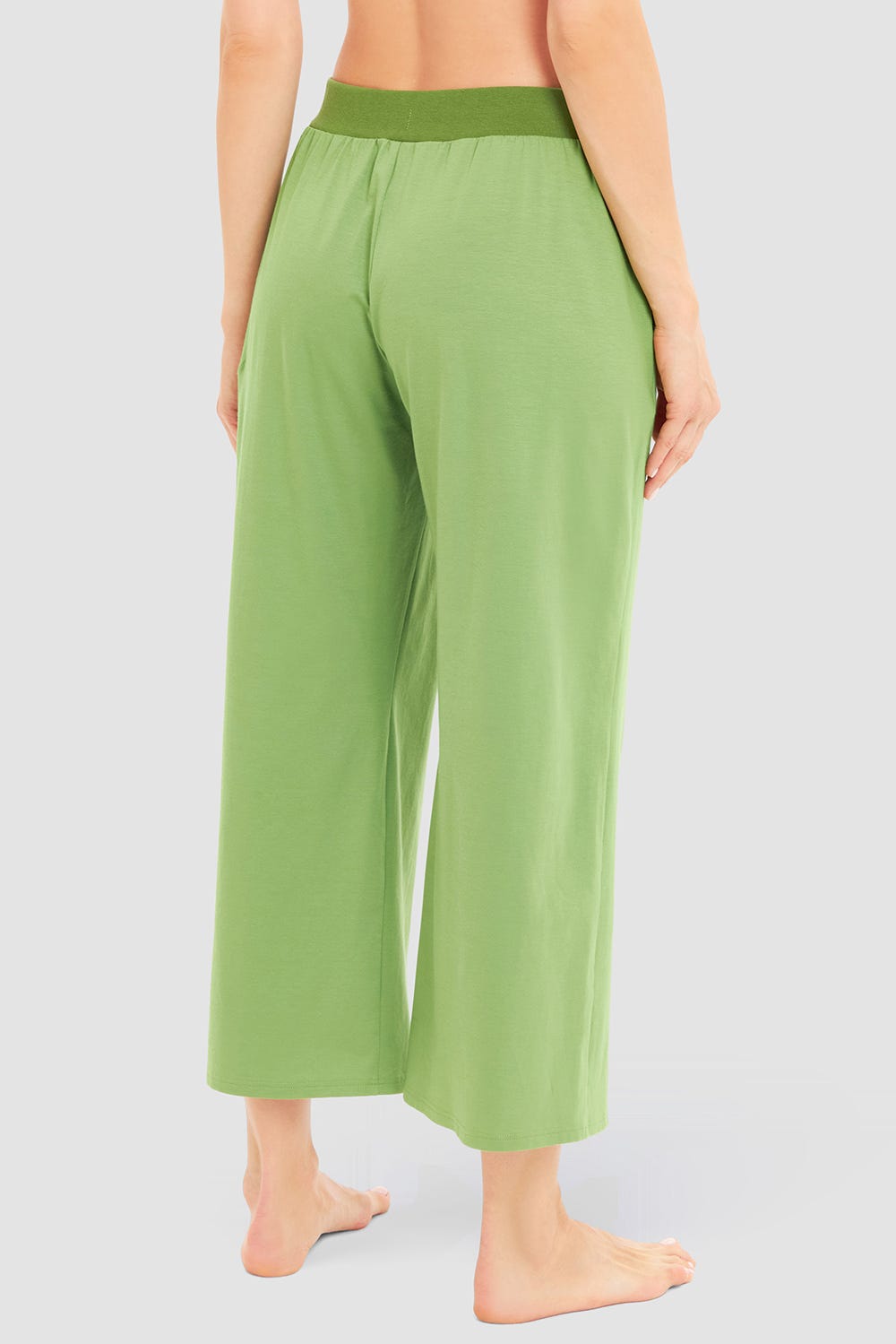Rückansicht von 7/8-Hose in Grün sommerliche Culotte Baumwolle/Elasthan