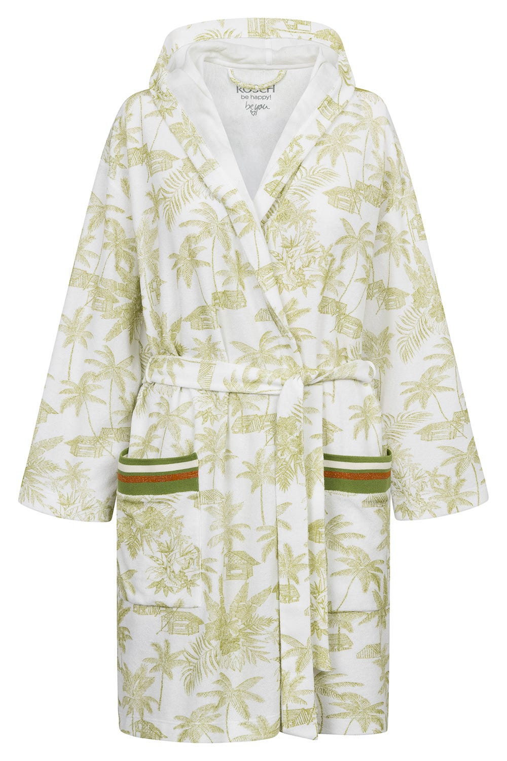 Hollowbild von Frottee-Mantel im Palmenprint Baumwolle/Polyester
