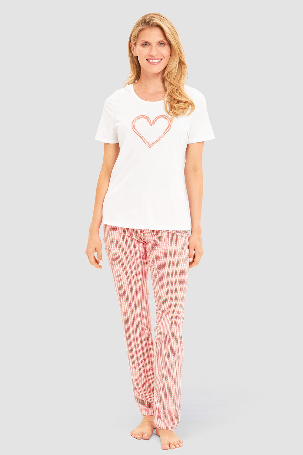 Detailbild 1 von Pyjamashirt mit Motivdruck Herz 100% Baumwolle