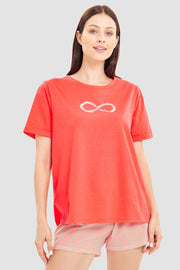 Frontalbild von Pyjamashirt mit Motivdruck Love 100% Baumwolle