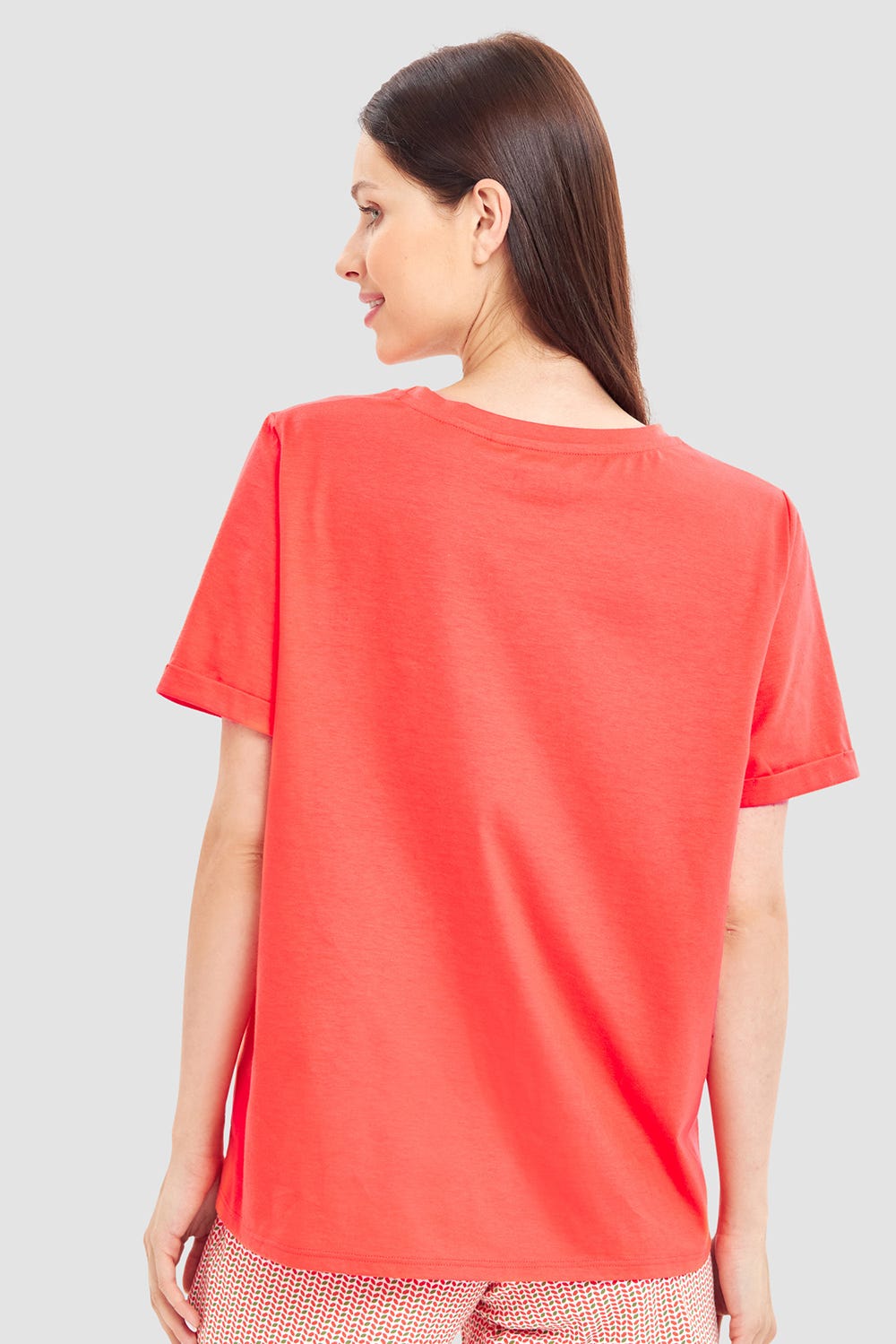 Rückansicht von Pyjamashirt mit Motivdruck Love 100% Baumwolle