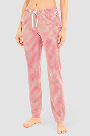 Frontalbild von Pyjamahose im Grafikprint Rot-Grün Baumwolle/Elasthan