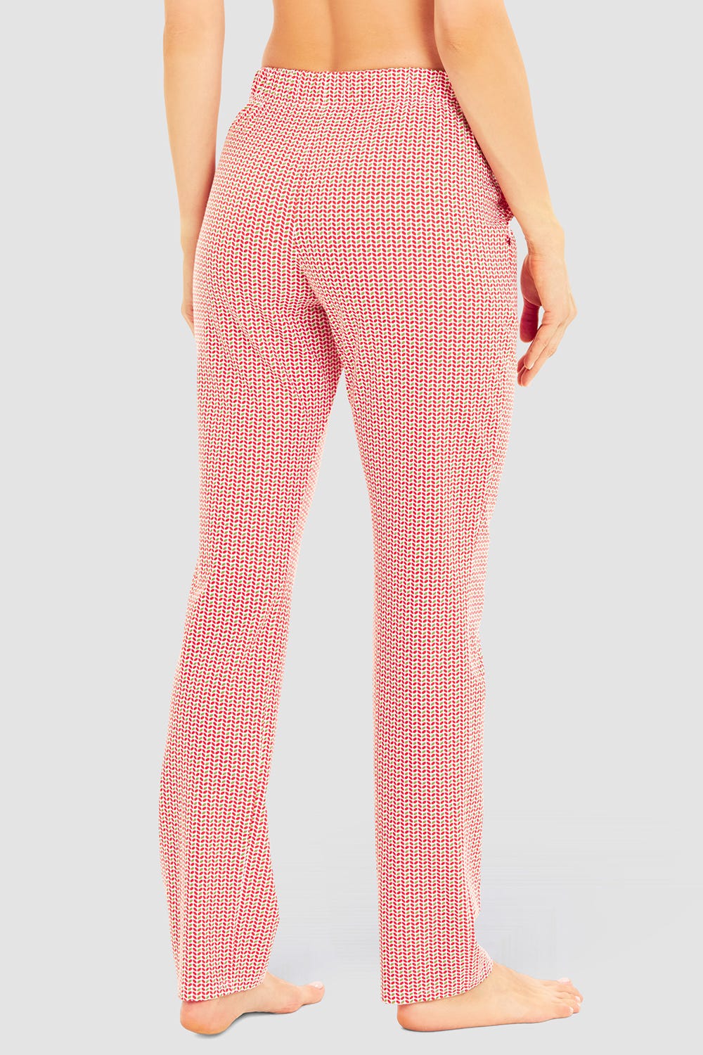 Rückansicht von Pyjamahose im Grafikprint Rot-Grün Baumwolle/Elasthan