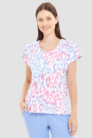 Frontalbild von Pyjamashirt im modernen Leoprint Baumwolle/Elasthan