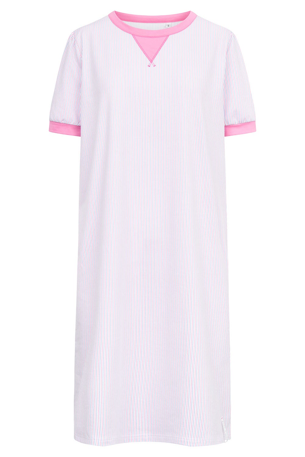 Hollowbild von Nachthemd im Streifendruck Rosa-Blau Baumwolle/Elasthan