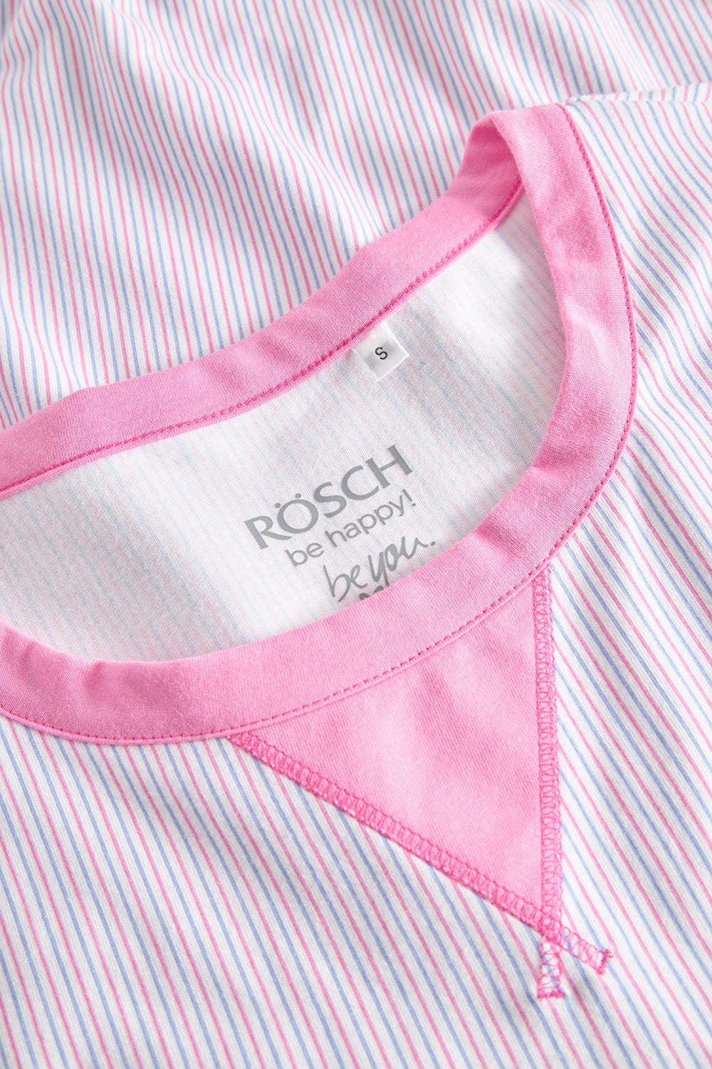 Detailbild 2 von Pyjamashirt im Streifendruck Rosa-Blau Baumwolle/Elasthan