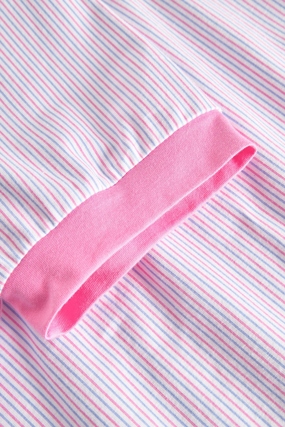 Detailbild 3 von Pyjamashirt im Streifendruck Rosa-Blau Baumwolle/Elasthan