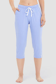 Frontalbild von 3/4-Pyjamahose in Lavendel Viskose/Elasthan