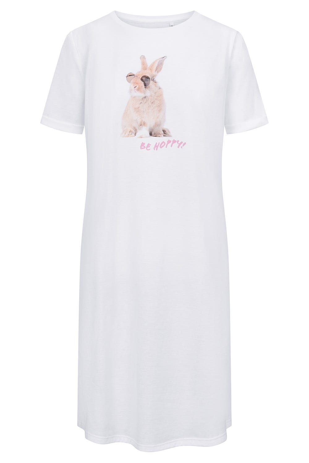Hollowbild von Nachthemd mit Motivdruck Hase 100% Baumwolle