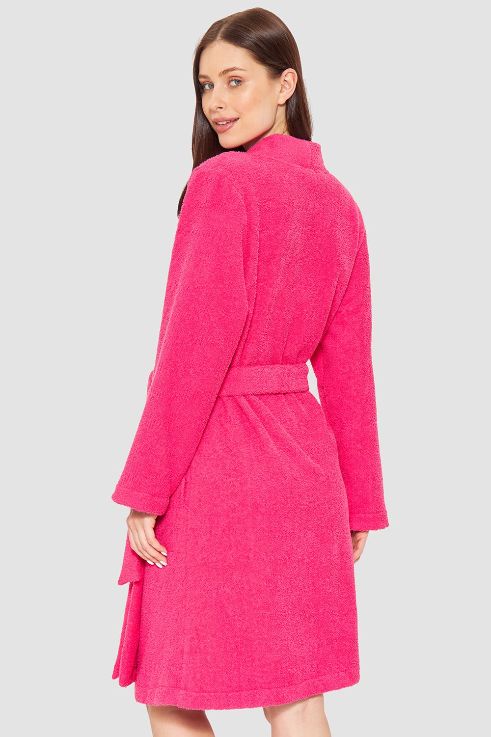 Rückansicht von Bademantel aus Frottee Pink Baumwolle/Polyester