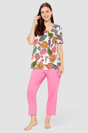 Frontalbild von Pyjama mit Blumenprint exotisch Baumwolle/Modal