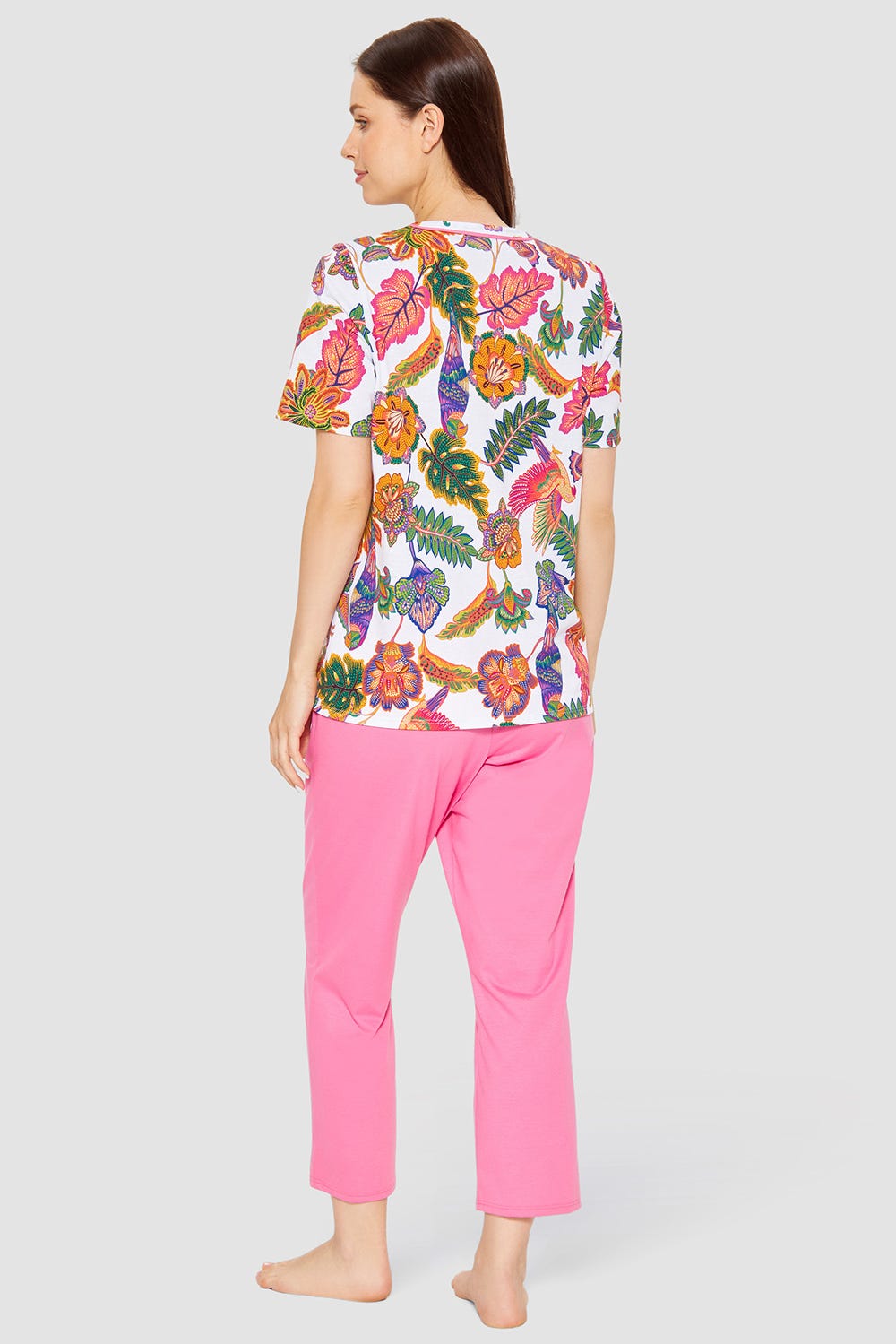 Rückansicht von Pyjama mit Blumenprint exotisch Baumwolle/Modal