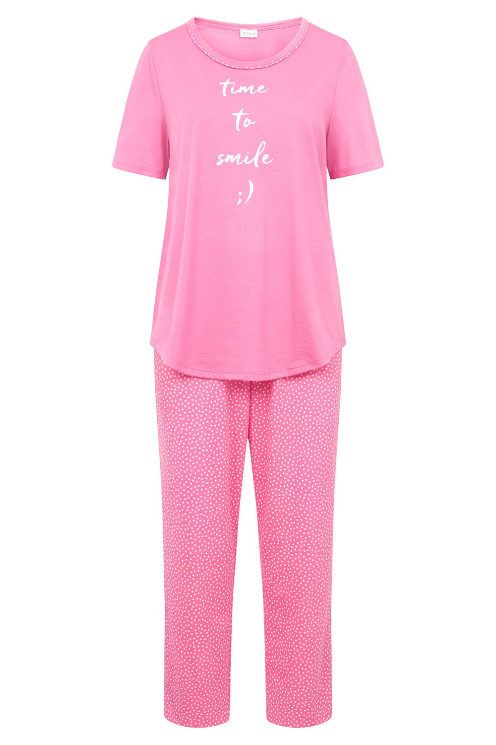 Hollowbild von Pyjama mit Statement-Print Tupfendruck Pink Baumwolle/Modal